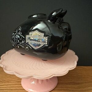 Genuine Harley-Davidson Black and Ceramic with Rhinestones Piggy Bank